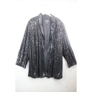 The Limited Black All Over Sequins Open Front Cardigan-Size 2X-Event-Party